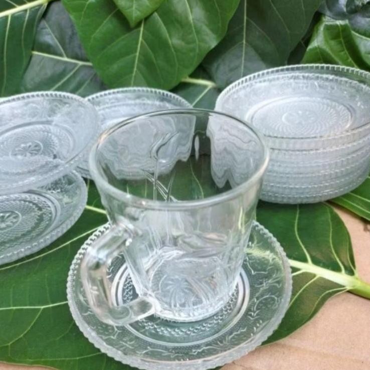 Tatakan Gelas Kaca C Tebal 1 Lusin 12 Pcs Lepek Gelas Kaca Piring Kaca Lepek Gelas Kopi Piring Kecil