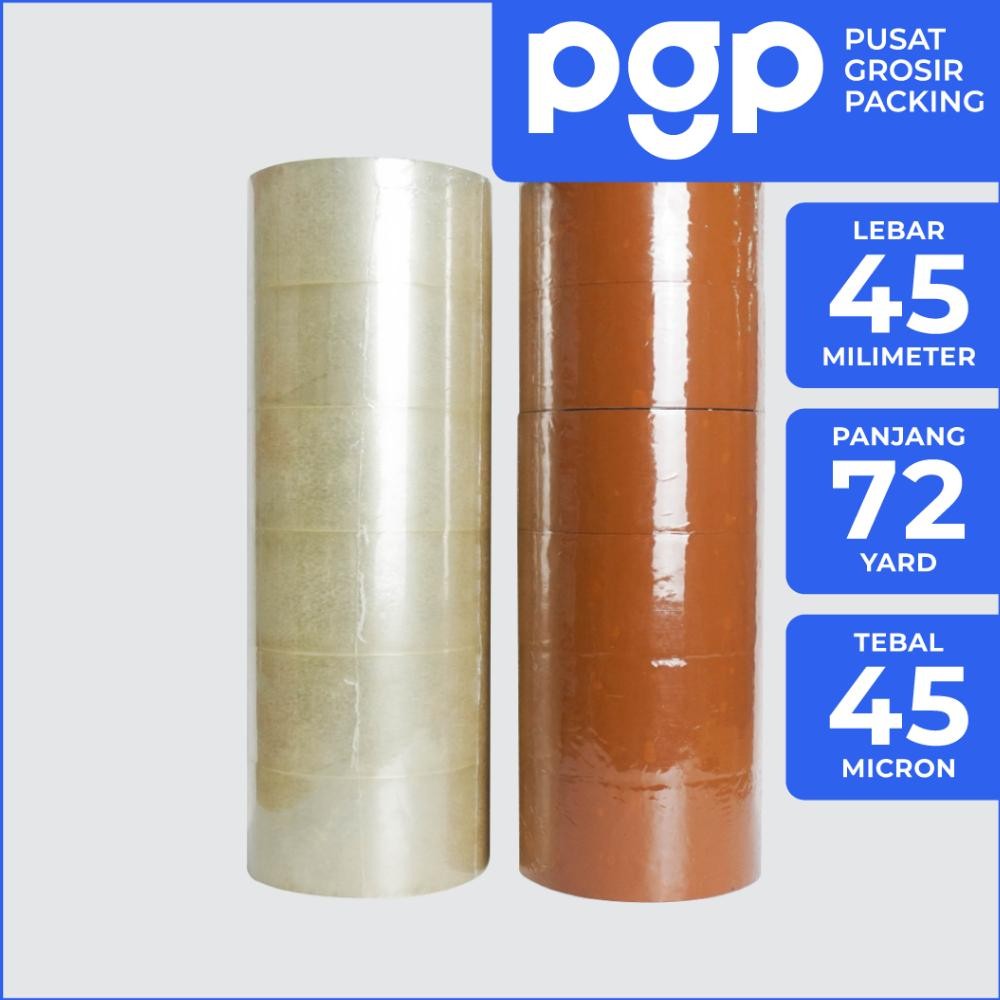 

Lakban Bening / Cokelat 45mm x 72 Yard | 1 Slop Isi 6 Pcs/Roll | OPP Tape 2 Inch 72Y | Lakban Murah Berkualitas AST