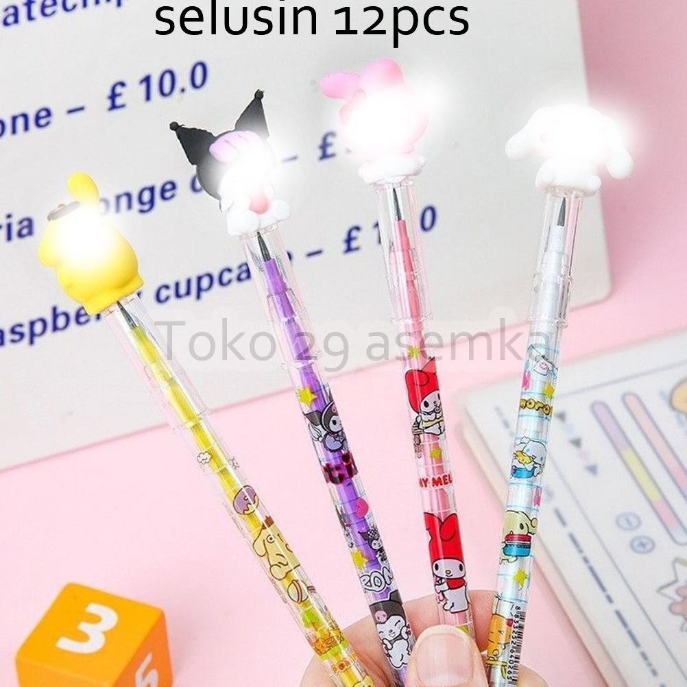 

12PCS-SELUSIN PENSIL SANRIOO UNIK PENSIL SUSUN BENSIA PELURU PENCIL KARAKTER PENSIL SUSUN SANRIOO