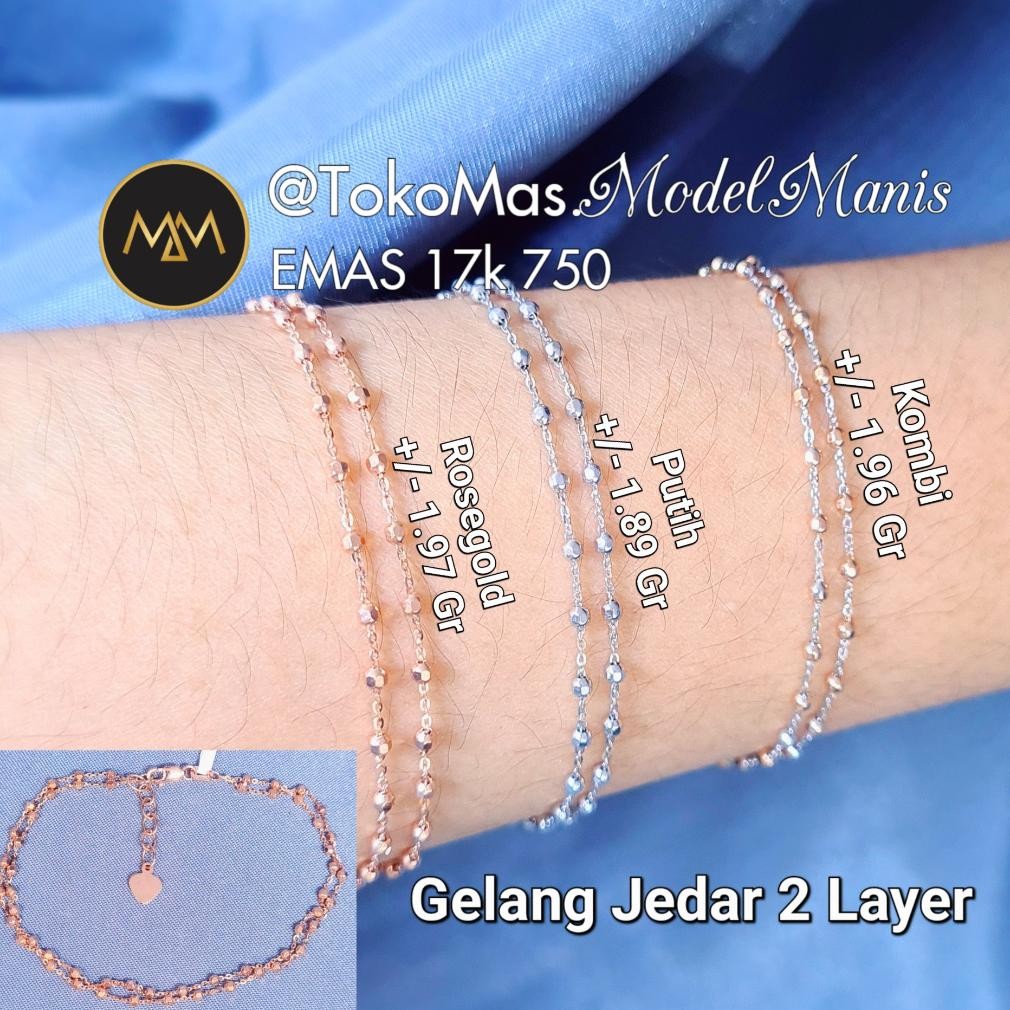 sfI Gelang Jedar 2 layer emas putih rosegold dan 3 warna kadar si 750 best seller AST