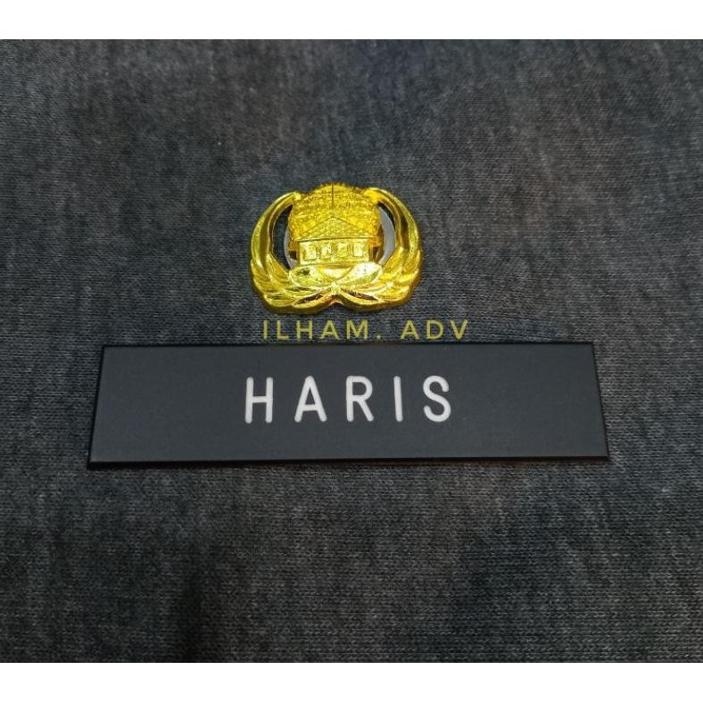 

Papan nama dada grafir hitam doff full +pin KORPRI ~ magnet/ peniti AST