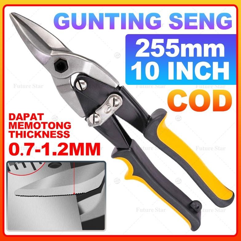 

Gunting Baja Ringan 10" inch / Aviation Tin Snips / Lurus Gunting Holo Plat Seng / Heavy Duty Metal Cutter Shears For Cutting Sheet Metal, Straight Cut, Chrome Vanadium Steel AST