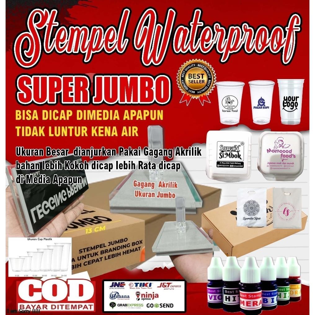 

Stempel Plastik |super jumbo| Cup Gelas | Sterofoam |Tinta Permanen Waterproof AST