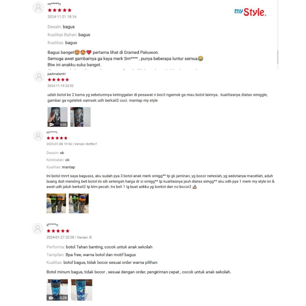 My Style TM 1157  Junior Mist Spray & Drink TRITAN Bottle 450ml for Girls - Botol Minum Teguk Dan Se