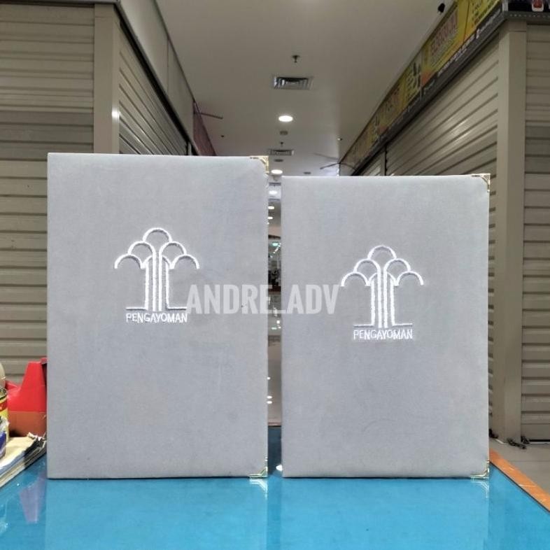 

map pengayoman bahan beludru logo bordir AST