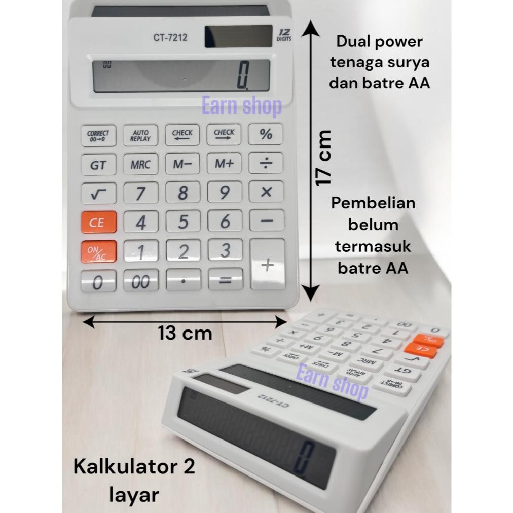 

Kalkulator 2 Layar CT-7212 - Calculator 2 Display Layar / Check Ulang CT7212 12Digit CTZN AST
