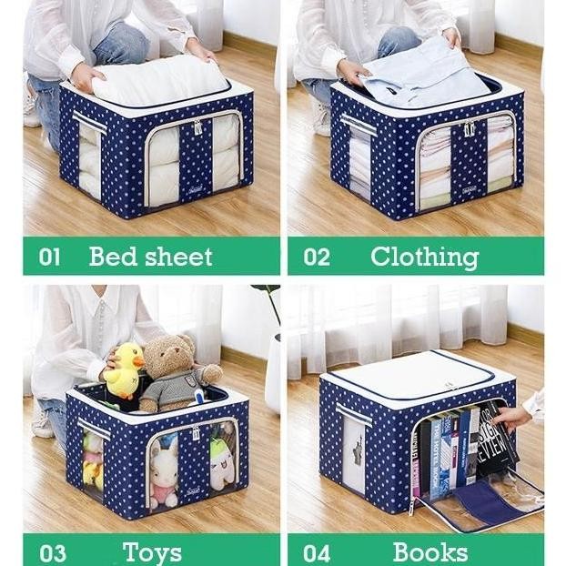 

Terlaris Storage Box Multifungsi 72L Frame Baja Double Zipper Size M 72 Litres