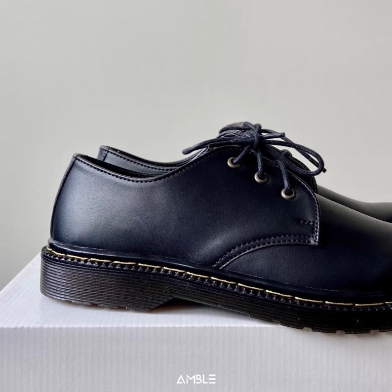 Sepatu Boots Pria AMBLE Jamie Vegan Black Derby Hitam