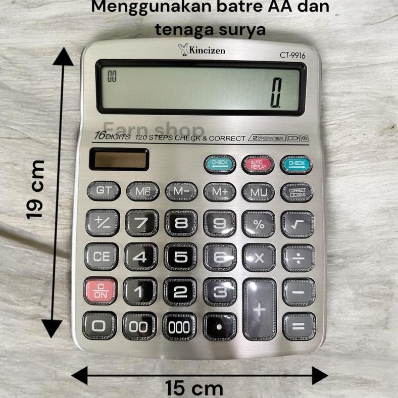 

KINCIZEN KALKULATOR DAGANG BESAR CT-9916 16 DIGIT SOLAR AKTIF AST