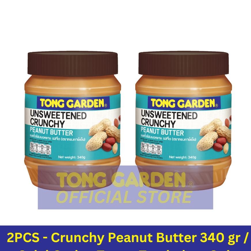 

2 Pcs Tong Garden 340G Unsweetened Crunchy Peanut Butter Selai Kacang Garing Tanpa Gula Tambahan