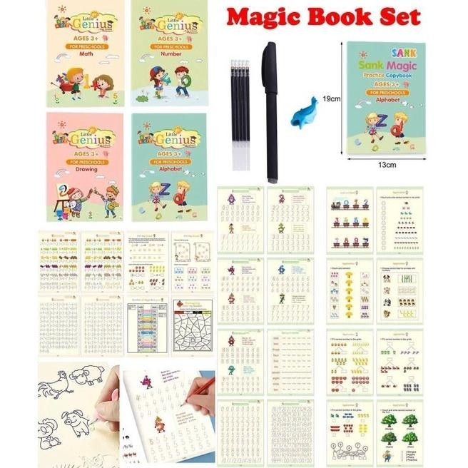 

MAGIC BOOK SET - BUKU BELAJAR ANAK 4 IN 1 DAN PULPEN SET AST
