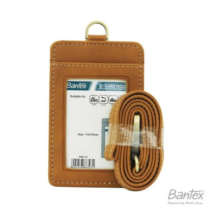 

Bantex Leather Name Tag ID Card Holder Button 8883 Kulit Sintetis Lanyard Tali HS