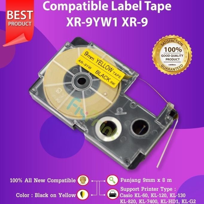 

Ez Label Printer Xr-9We1 9Mm 6Mm 9Mm 12Mm Black On White, Black On Yellow Tape Compatible For Label Casio New Stok