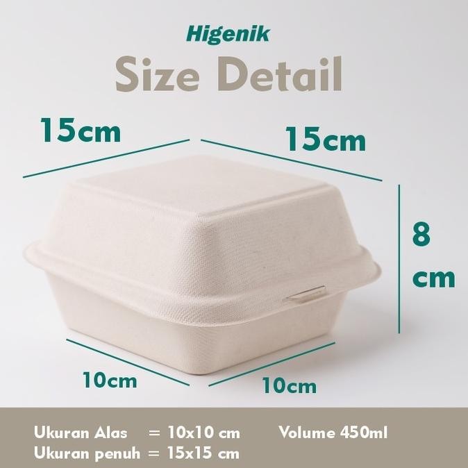 Bagasse Lunch Box 6 Inch 15X15Cm Material Sugarcane Eco Friendly / Serat Tebu / Cake Box Korea