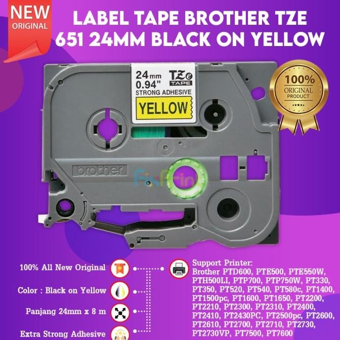

Label Tape Original 24Mm Tze-651 Tze651 Black On Yellow Casette New Stok