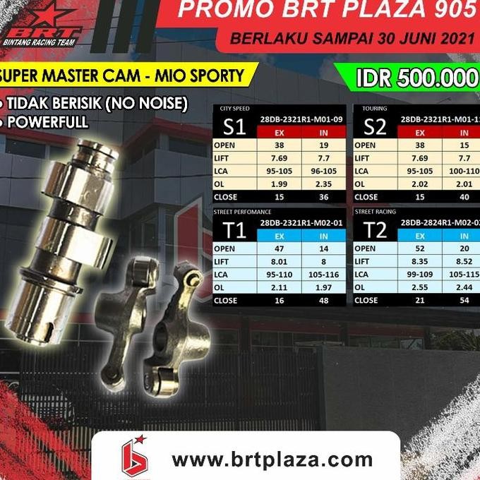 BRT SUPER MASTER CAM - NOKEN AS + ROCKER ARM MIO SPORTY TANPA BUSI