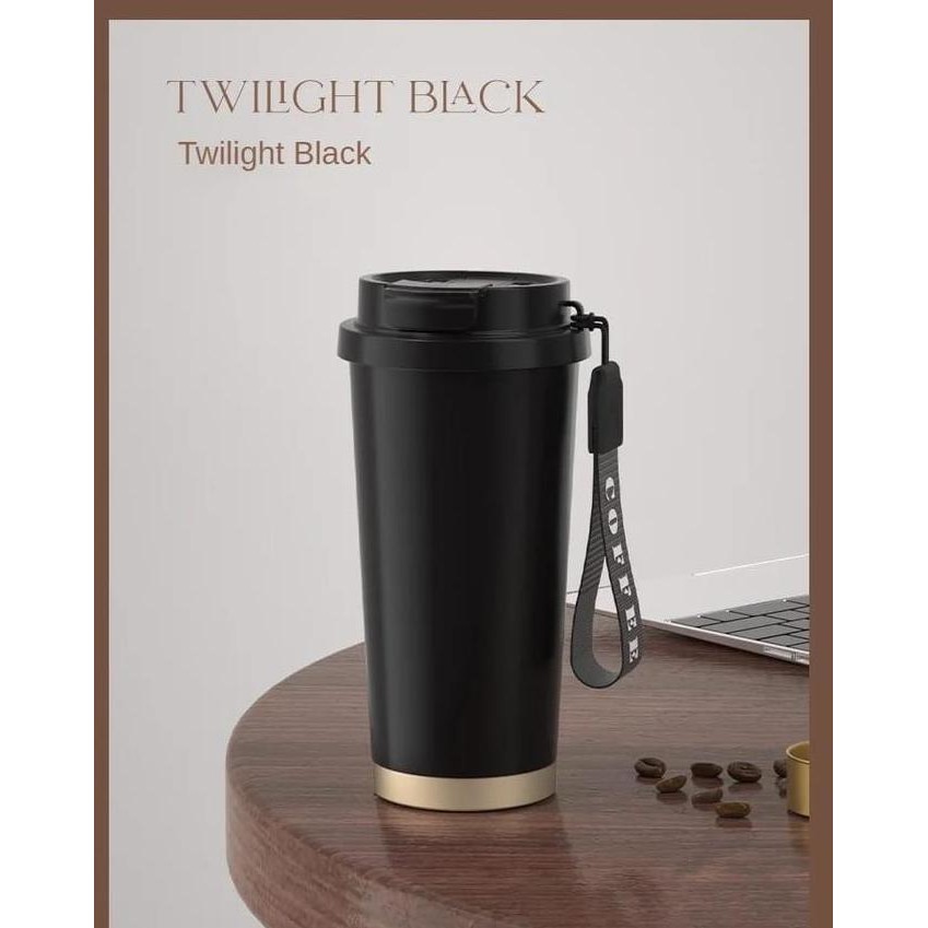 Tumbler Kopi Kenangan Sedotan Keramik Liner 530Ml Botol Minum Botol Stainless 316 Portable Tumbler A