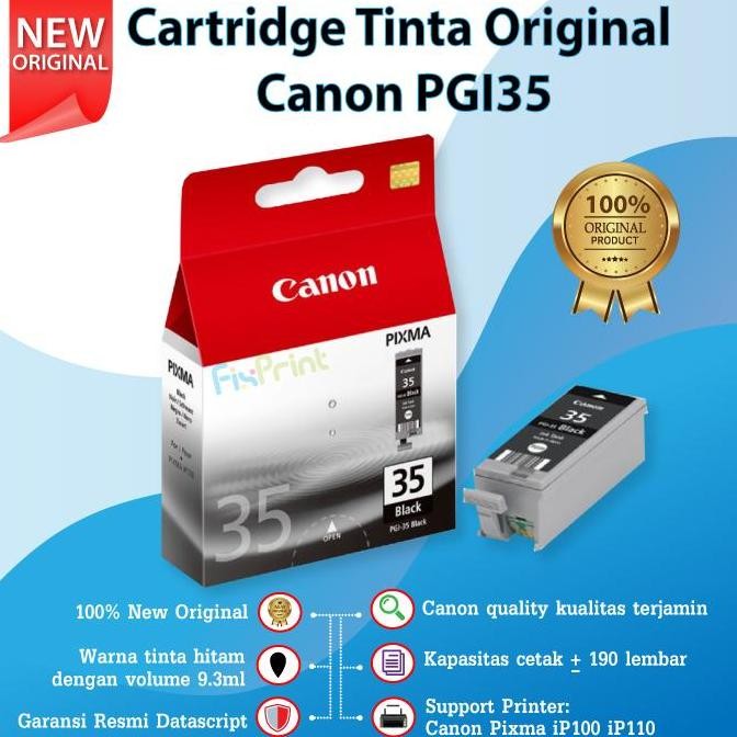 Cartridge Tinta Original Canon Pgi35 Pgi 35 Pgi-35Bk Pigment Black New Stok