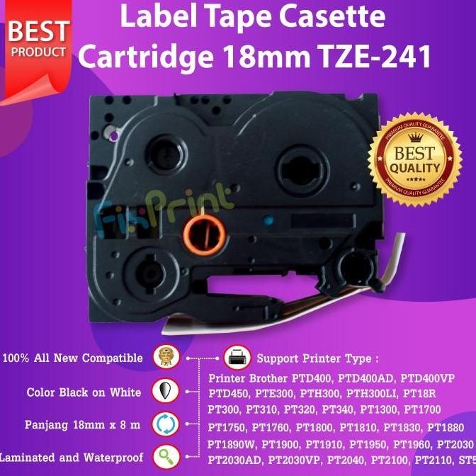 

Label Tape Tze-241 18Mm Black On White Pt-P710Bt Ptd600 9700Pc New Stok