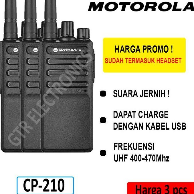 TERLARIS - Motorola CP210 Handy Talky UHF 400-470Mhz HT Jarak Jauh Walkie Talkie - Hitam