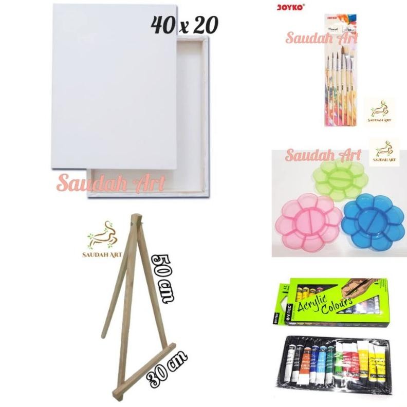 

Paket Lukis Lengkap (kanvas 20x40,kuas,palet,cat akrilik,easel 30x50) AST