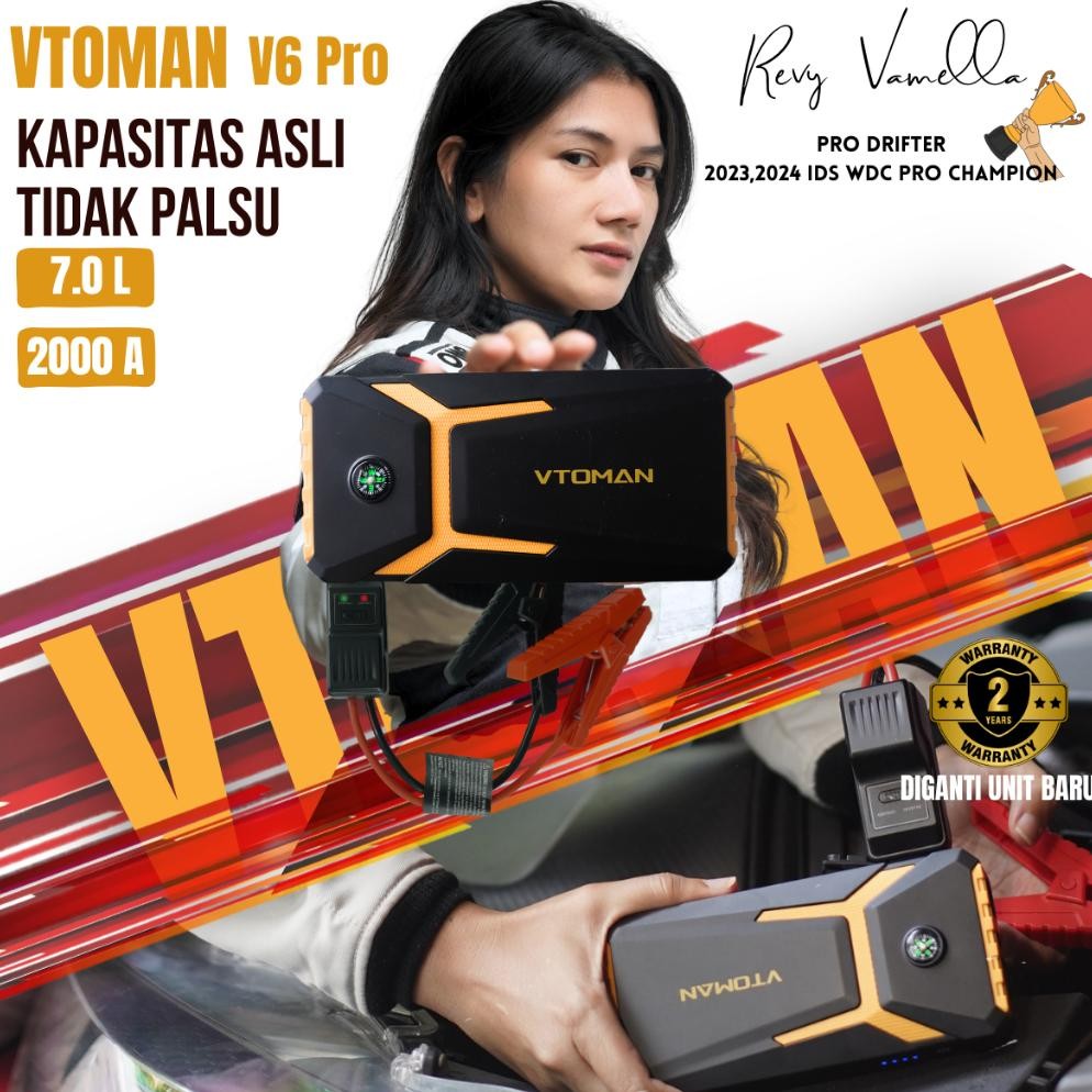 Vtoman V6 Pro 10000mAh Jump Starter Aki Portable Powerbank Jumper Aki