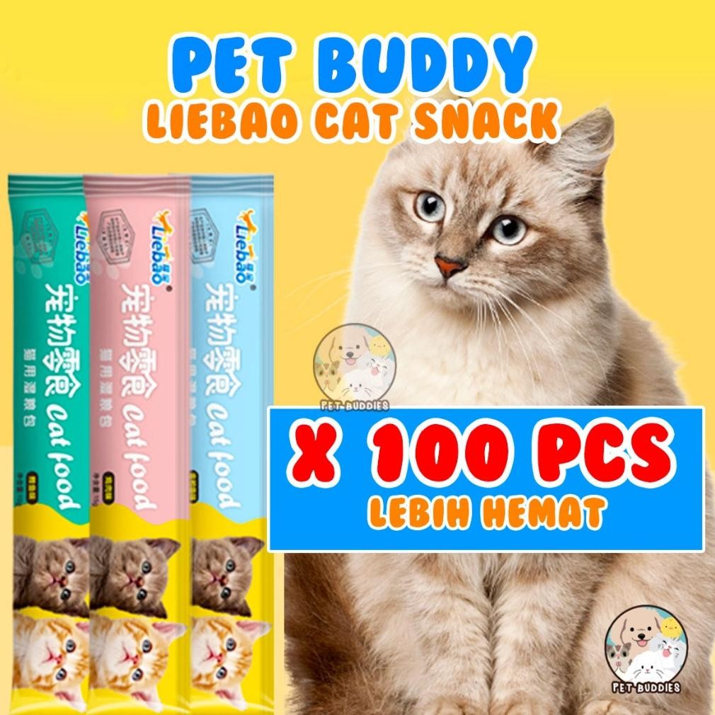 PAKET HEMAT Liebao 100pcs Snack Kucing RESELLER Makanan Kucing Wet Food Creamy