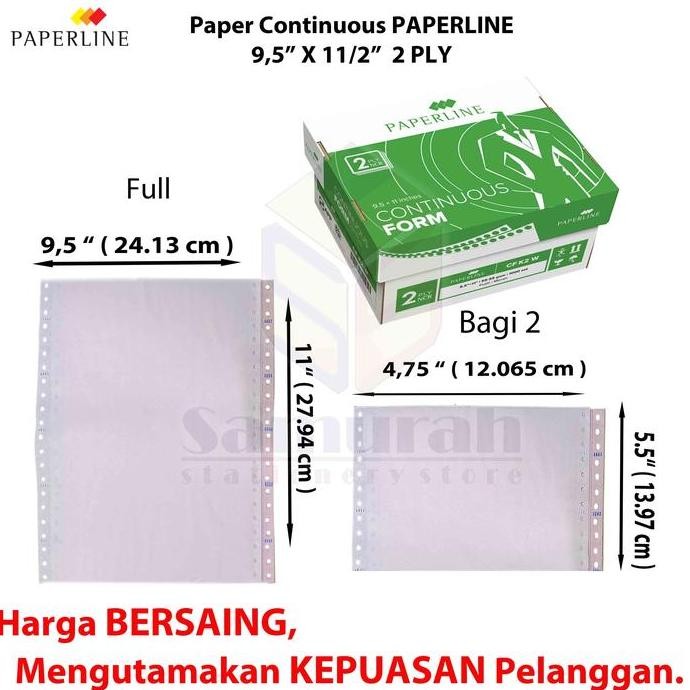 

TERBARU - Kertas Continuous Form Paperline 9,5 x 11 K2 W Full 2 PLY NCR / 9,5 x 11/2 K2 W PRS ( Warna Bagi 2 )