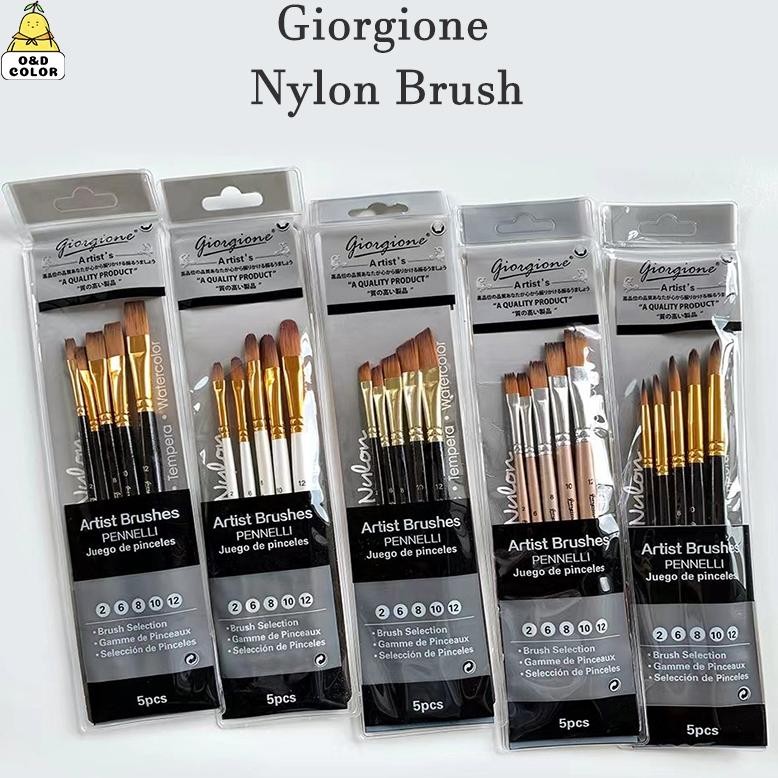 

Giorgione Profesional Berus Nylon Artis 5pcs Set Watercolor/ Oil paint/ Acrylic Painting brushes Nylon Acrylic Paint Brush Mudah Dibersihkan AST