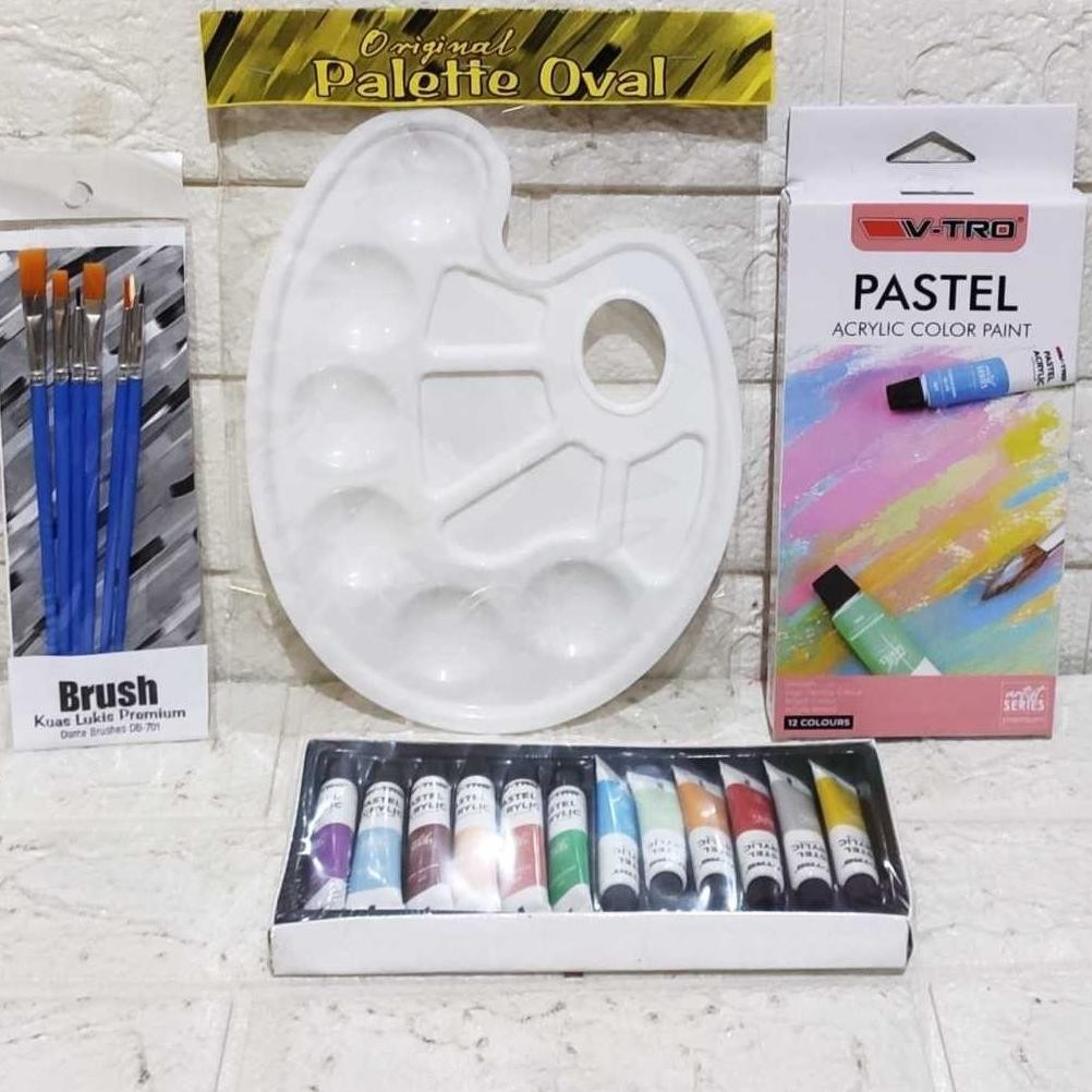 

RKL - Paket Melukis 3in1 KUAS PALET dan CAT Set AST