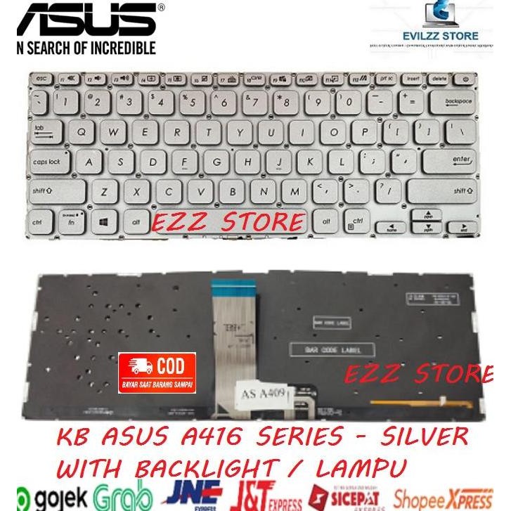 TERBARU - KEYBOARD ASUS A416 A416E A416EA A416EAO A416EP A416J SILVER BACKLIGHT