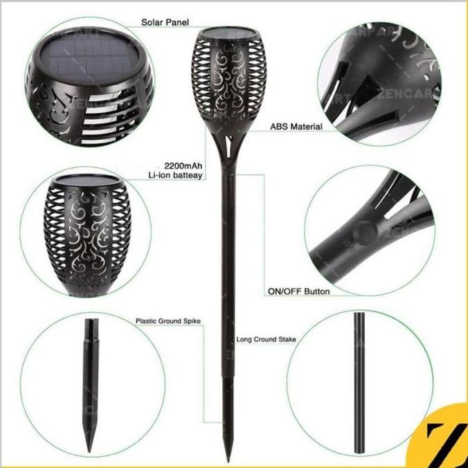 LAMPU TAMAN SOLAR API LAMPU TAMAN OBOR FLAME TENAGA SURYA - OBOR 51LED