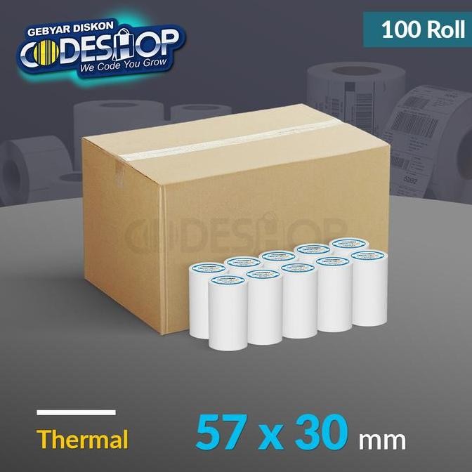 

TERMURAH - (1 DUS) Kertas Struk Kasir Thermal 57 x 30 mm Coreless Printer 58mm