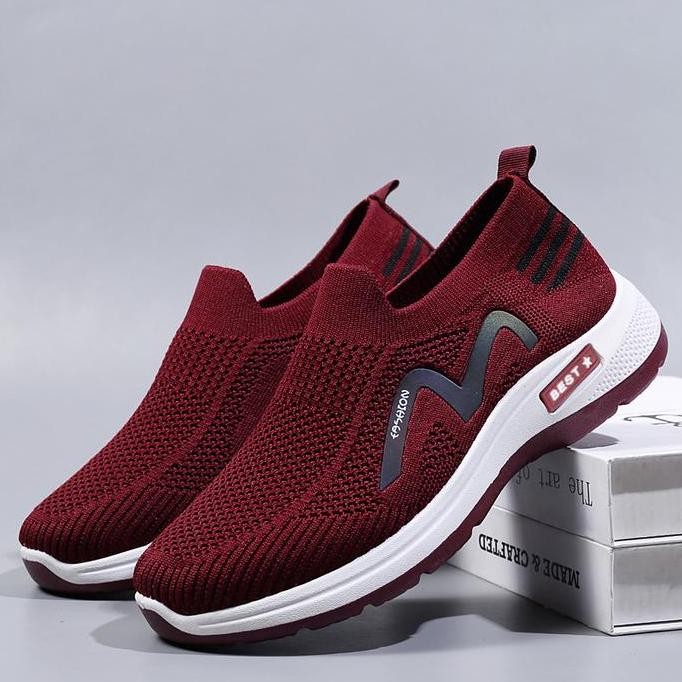 Tersedia NW048 Sepatu wanita slip On Sepatu Olahraga Bahan Rajut slip hope