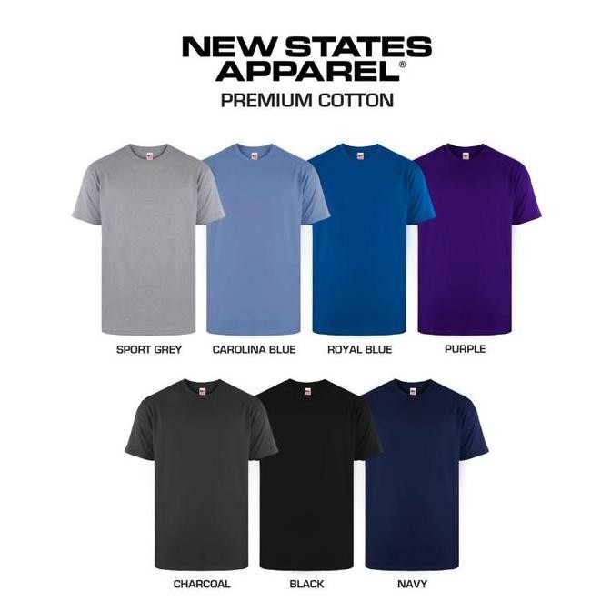 Kaos Polos New States Apparel Premium Cotton T-shirt 7200 24s Built Up