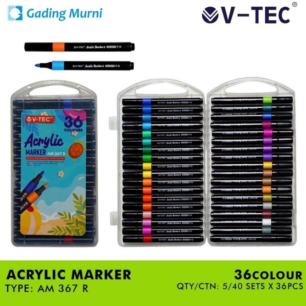 

V-TEC Acrylic Marker 12/24/36 COLOR (AM 367 R) - Pen Akrilik Marker Warna Cepat Kering Tahan Air AST