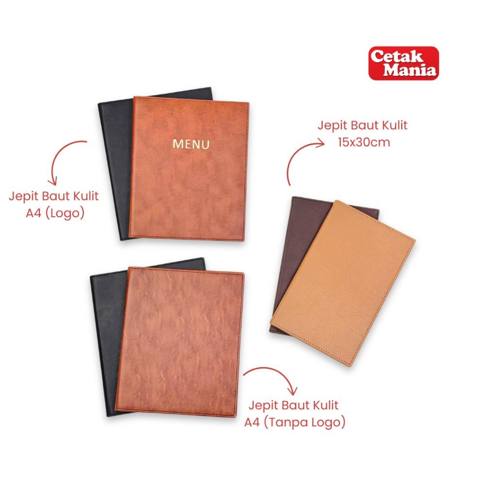 

Cetak Mania - Buku Menu Kulit Polos dan Logo Jepit Baut Isi Plastik Mika A4 & 15x30 Coklat muda, Coklat tua, Hitam - Cafe, Coffee Shop, Restoran, Hotel AST