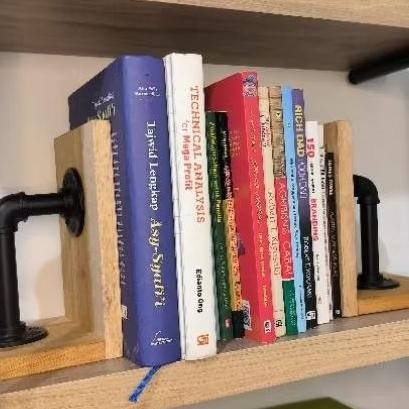 

penyangga buku industrial wooden book holder bookends AST