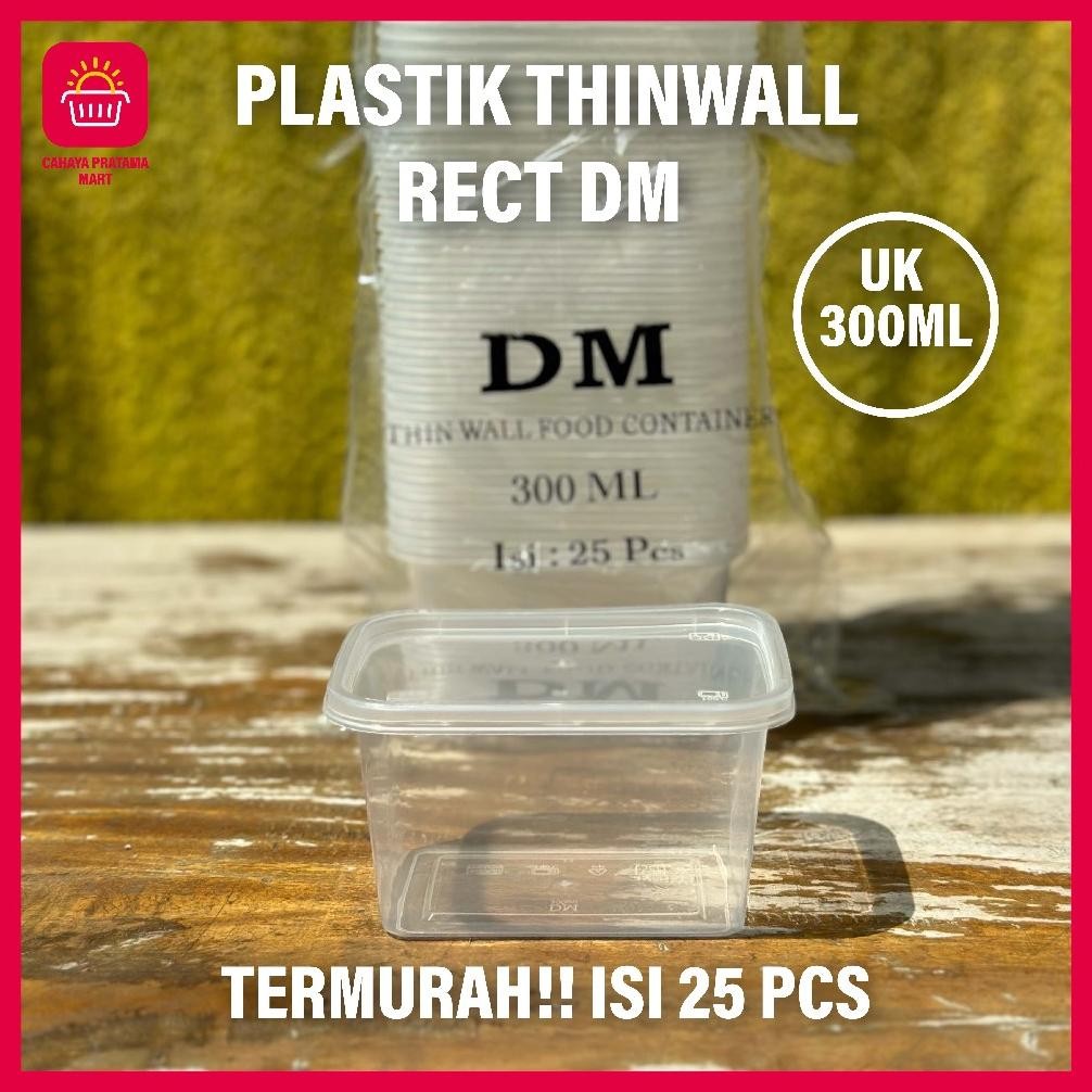 Ready Thinwall Rectangle / Kotak Makan Plastik Box Mika Thinwall Wadah + Tutup Termurah  Isi 25Pcs T