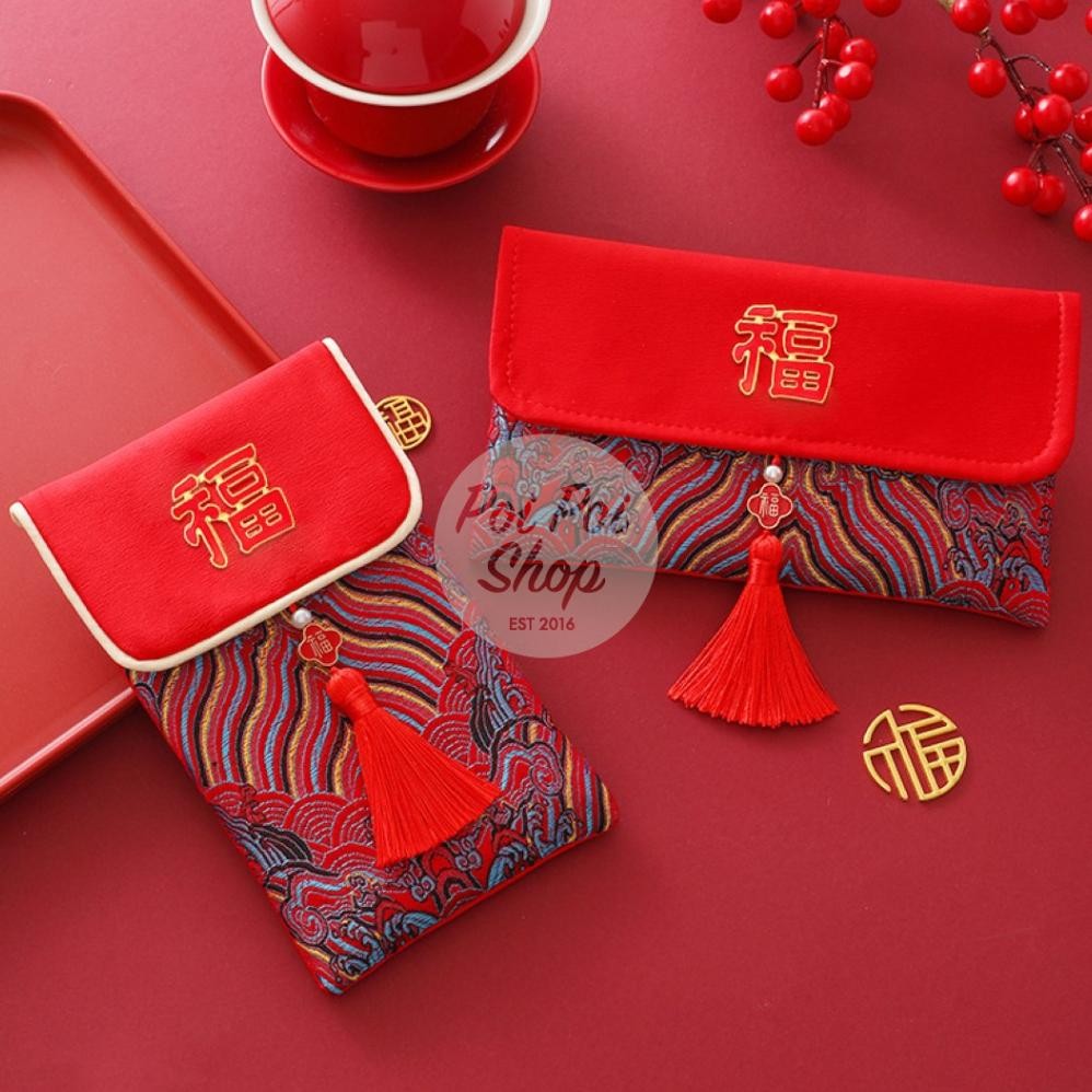 

Angpao Dompet Kain Pin Fuk Kristal Embos Motif Sangjit 2025 Sovenir Imlek CNY Dompet Uang Angpau Tradisional Sangjit Wedding Souvenir Imlek Murah AST