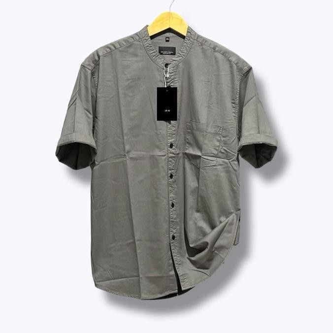 Kemeja Pendek Jumbo H/M Premium - Kerah Shanghai - Kemeja Shanghai BigSize - Kemeja Pria Polos Katun