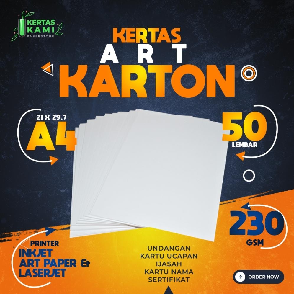 

Kertas Art Karton 230 gsm A4 isi 50 Lembar - Art Carton Paper 230 gram 1 Pack Bahan Sertifikat Blangko Ijazah Semi Glossy AST