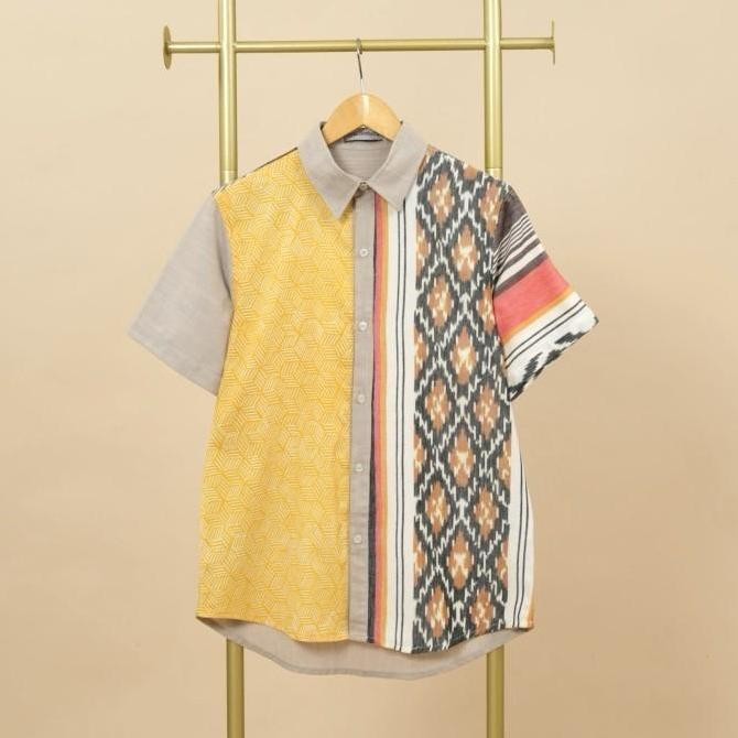 Kemeja batik cowok M1136 Cream