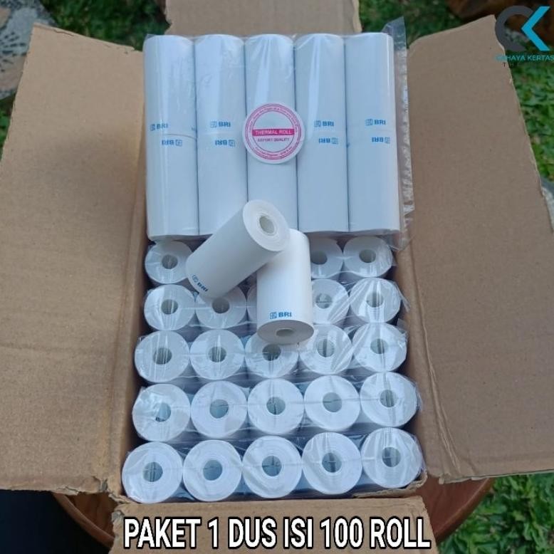 

KERTAS THERMAL EDC LOGO BANK BRI PAKET 100 ROLL /1 KARDUS COCOK UNTUK STRUK BRILINK BRI RESMI AST
