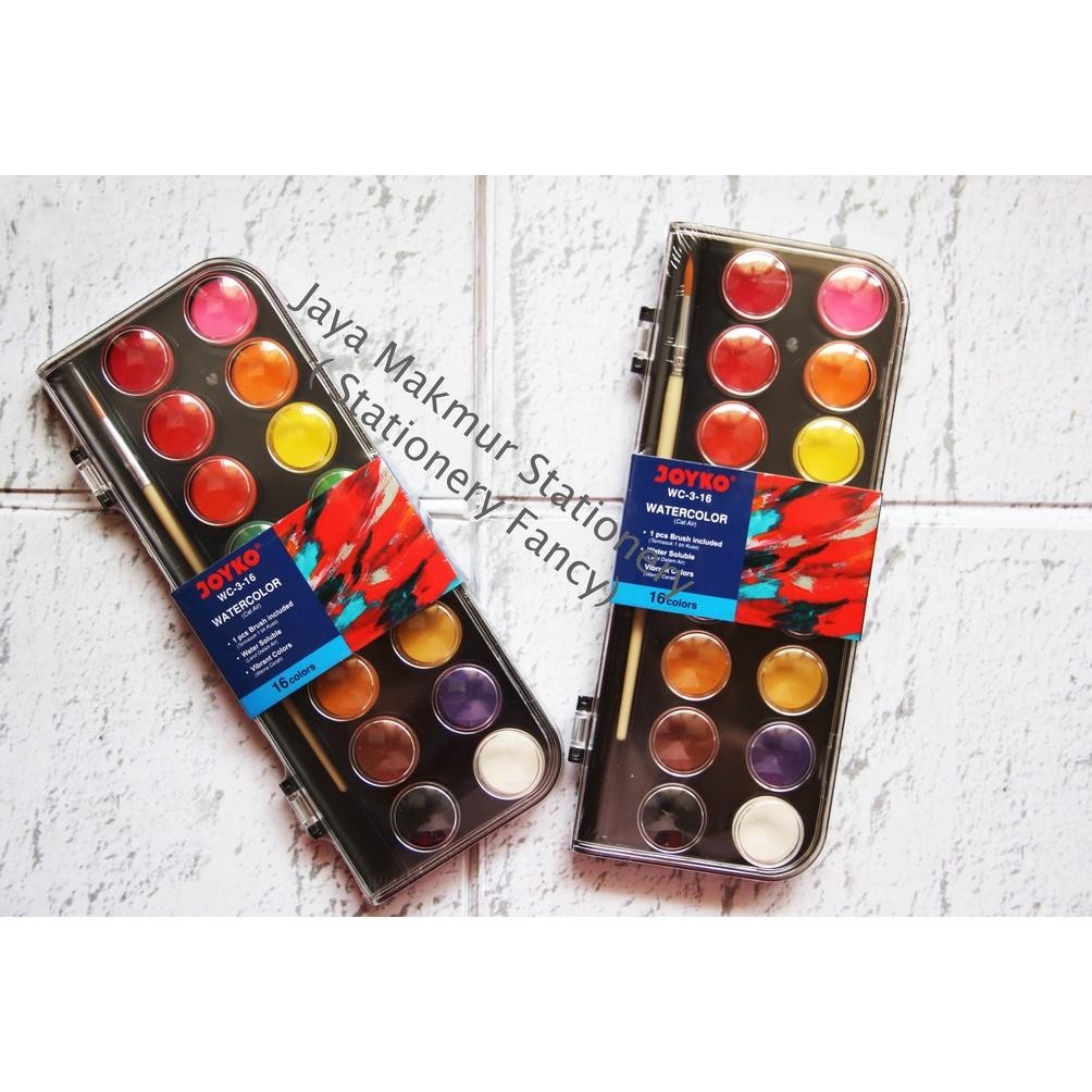 

Set Cat Air Kuas Lukis Joyko 16 Warna WC-3-16 AST