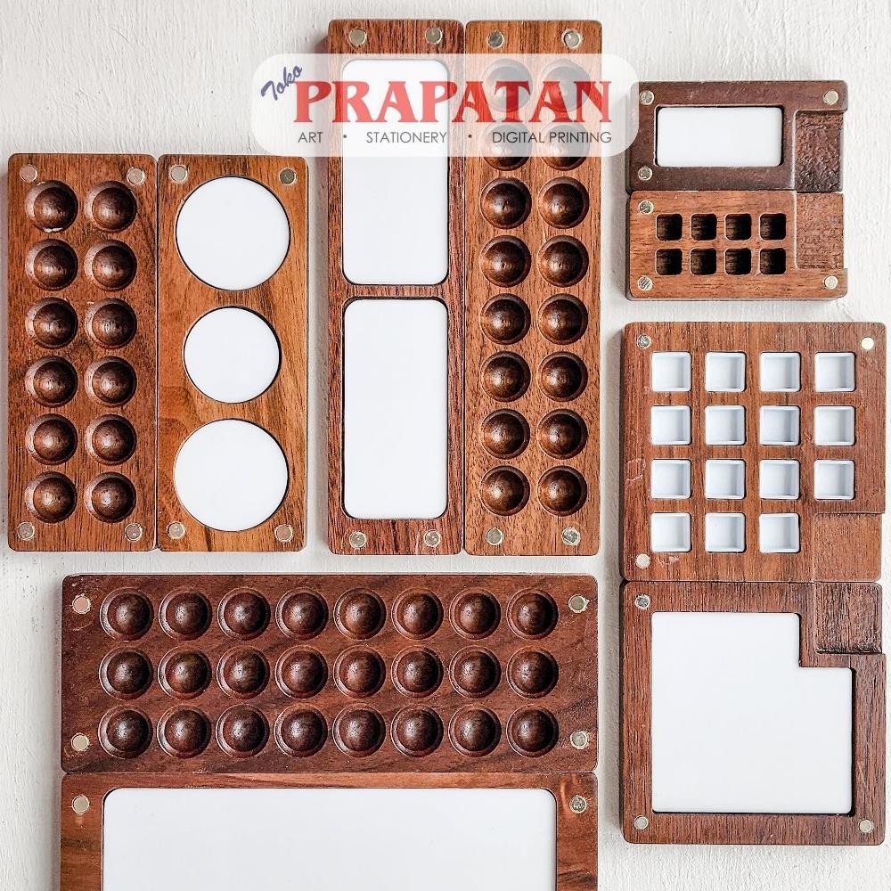 

Mini Wooden Watercolor Palette Box | Tempat Cat Air AST