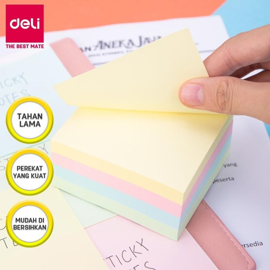 

DELI Sticky Notes Memo Tempel 4 Warna Tumpuk 76x76mm - EA01703 AST