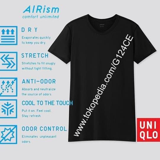 Kaos Dalam Pria Airism Uniqlo Crew Neck 182405 162849 Black Hitam (Best Quality)