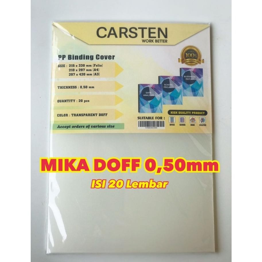

Cover mika jilid Doff atau PP pasir 0.50mm A4 isi 20 lembar AST