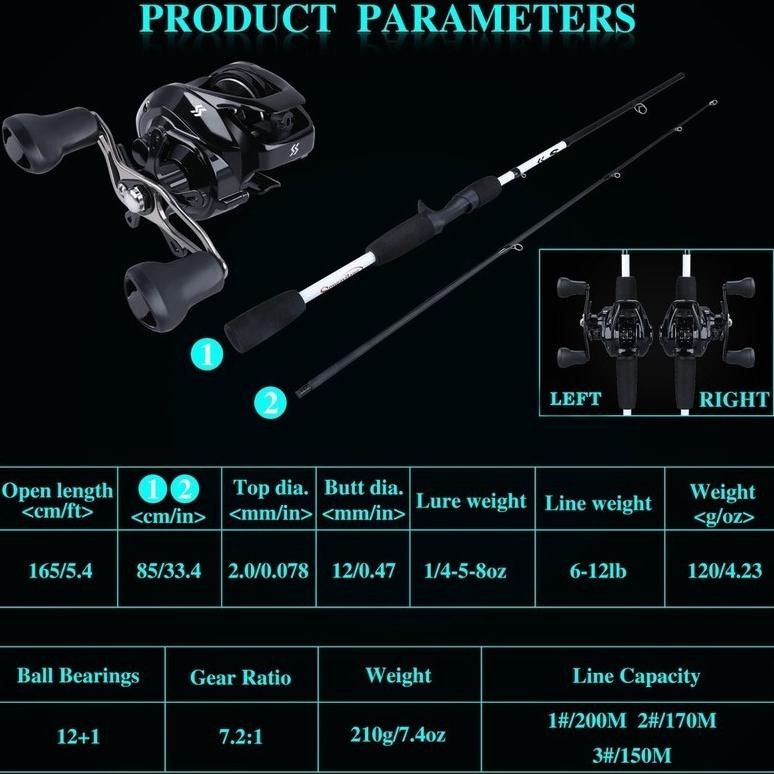 Sougayilang Pancingan Set Lengkap Joran Casting 1.65m 1.75m Joran Pancing Dan Reel Pancing Casting R